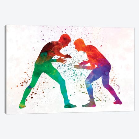 Wrestlers Wrestling Men In Watercolor I Canvas Print #PUR841} by Paul Rommer Canvas Art
