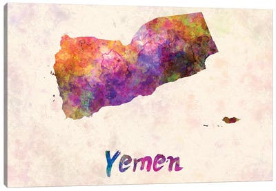 Yemen In Watercolor Canvas Art Print - Paul Rommer