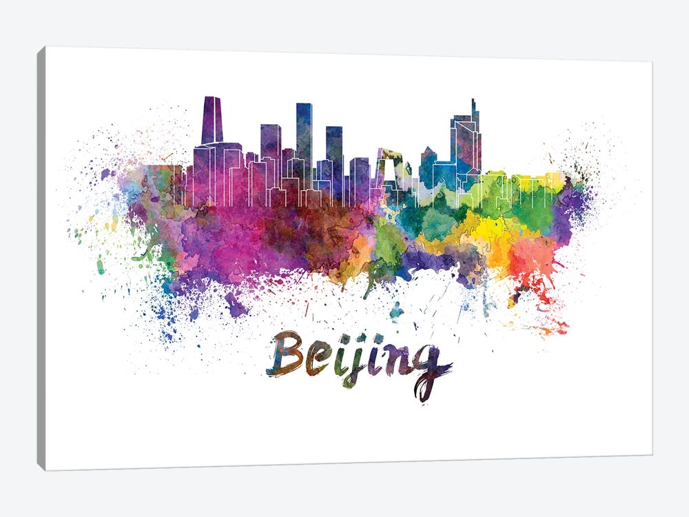 Beijing Skyline In Watercolor by Paul Rommer 1-piece Canvas Art