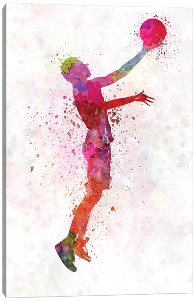 Young Man Basketball Player I Canvas Art Print - Kids' Space