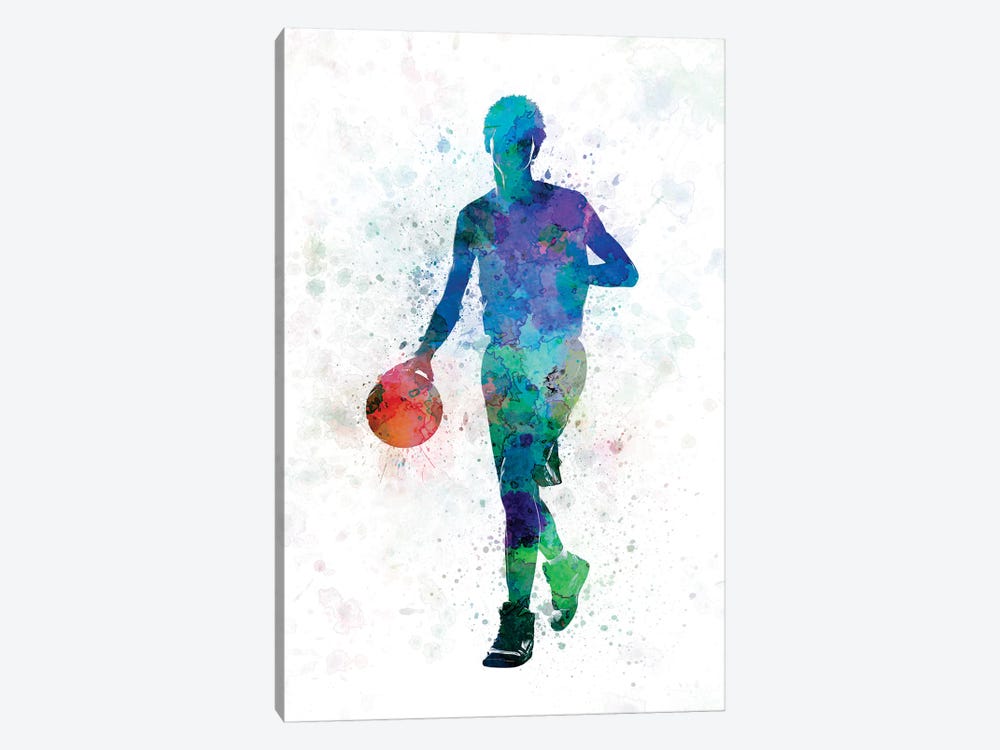 Young Man Basketball Player Dribbling by Paul Rommer 1-piece Canvas Art