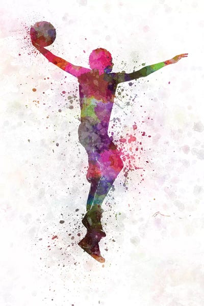 Young Man Basketball Player Dunking I by Paul Rommer framed canvas print