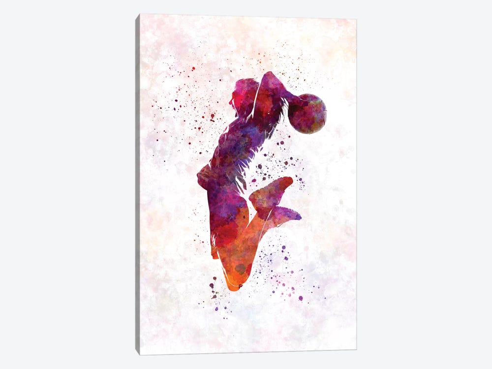 Young Woman Basketball Player In Watercolor I by Paul Rommer 1-piece Art Print