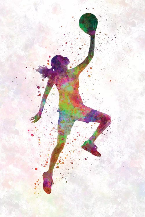 Young Woman Basketball Player II In Watercolor