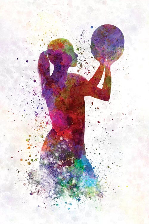 Young Woman Basketball Player In Watercolor III