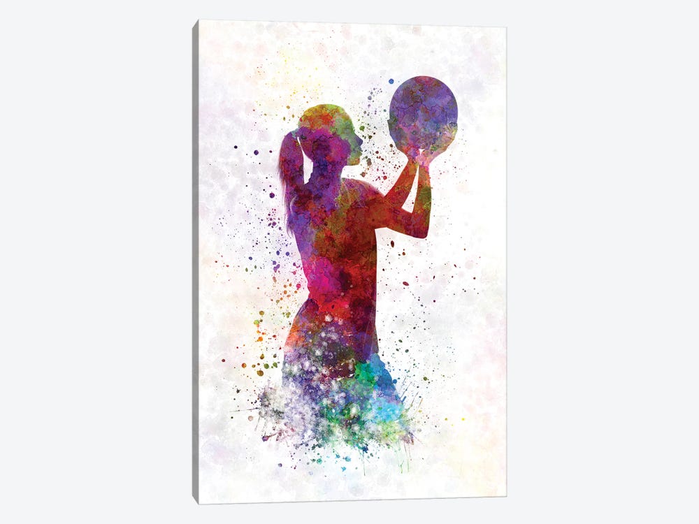 Young Woman Basketball Player In Watercolor III by Paul Rommer 1-piece Art Print