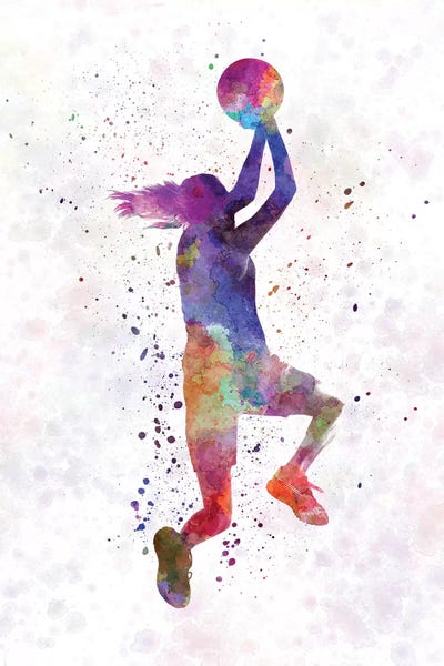 Young Woman Basketball Player V In Watercolor