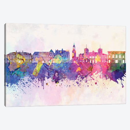 Aalborg Skyline In Watercolor Background Canvas Print #PUR877} by Paul Rommer Canvas Art