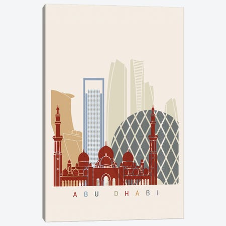 Abu Dhabi II Skyline Poster Canvas Print #PUR882} by Paul Rommer Canvas Wall Art