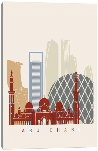 Abu Dhabi II Skyline Poster Canvas Art Print - United Arab Emirates Art