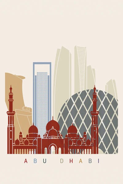 United Arab Emirates: Abu Dhabi II Skyline Poster by Paul Rommer