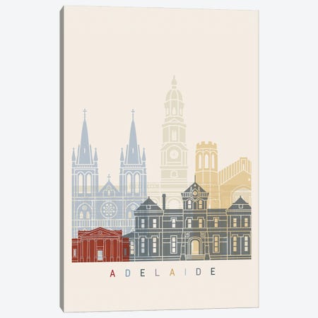 Adelaide II Skyline Poster Canvas Print #PUR883} by Paul Rommer Canvas Artwork