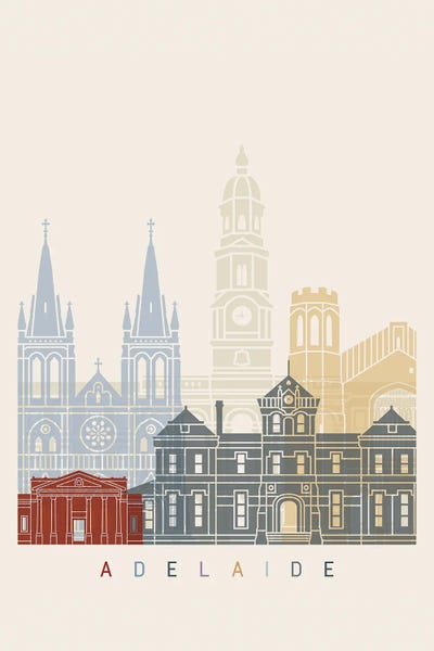 Australia: Adelaide II Skyline Poster by Paul Rommer