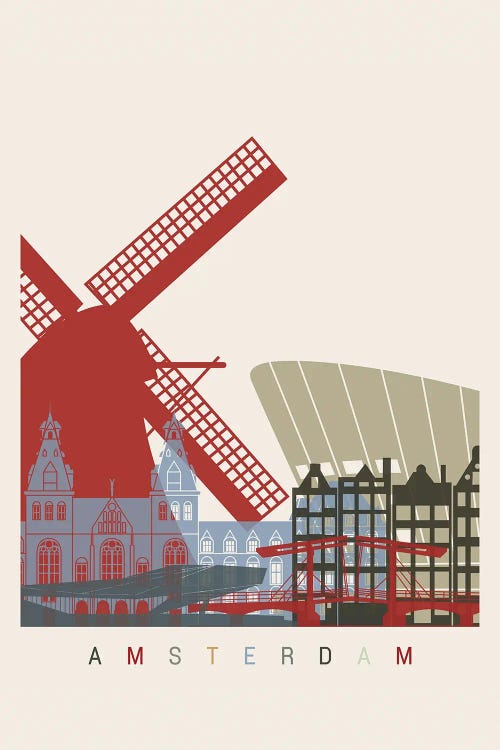 Amsterdam Skyline Poster by Paul Rommer wall art