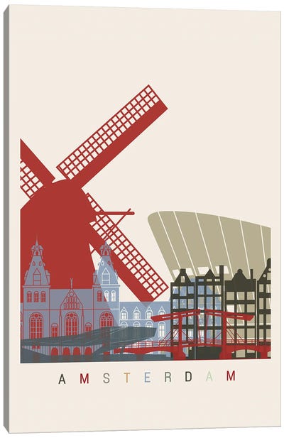 Amsterdam Skyline Poster Canvas Art Print - Amsterdam Skylines