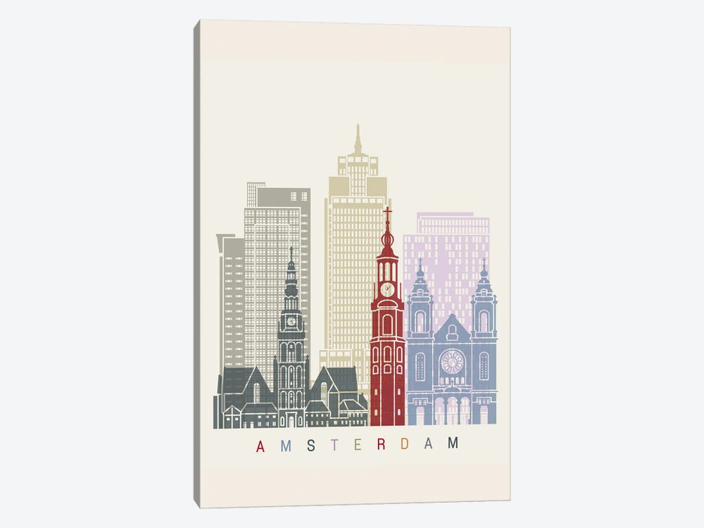 Amsterdam II Skyline Poster by Paul Rommer 1-piece Art Print