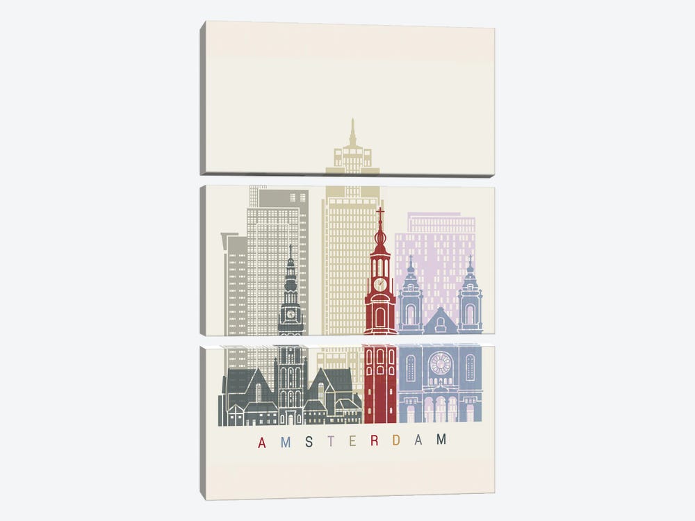 Amsterdam II Skyline Poster by Paul Rommer 3-piece Art Print