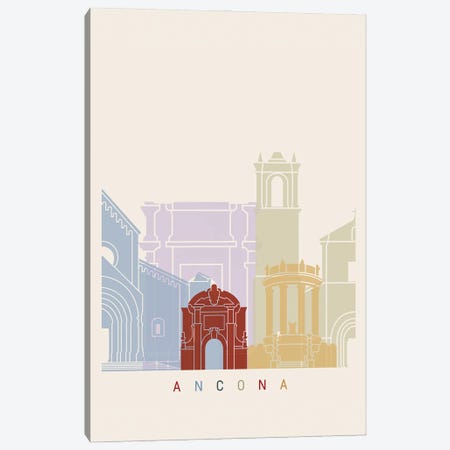 Ancona Skyline Poster Canvas Print #PUR895} by Paul Rommer Canvas Art