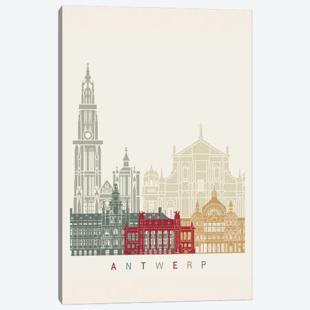 Antwerp Skyline Poster Canvas Print #PUR898} by Paul Rommer Art Print