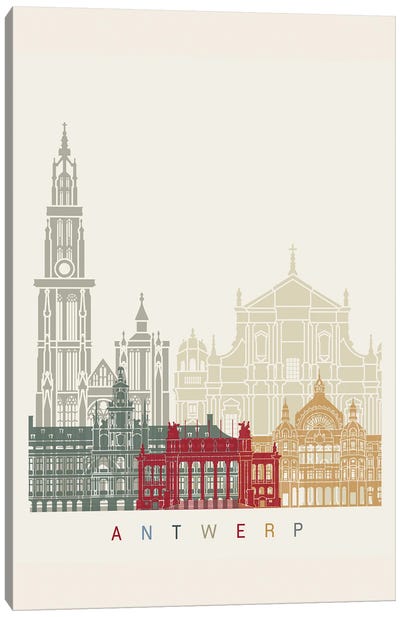 Antwerp Skyline Poster Canvas Art Print