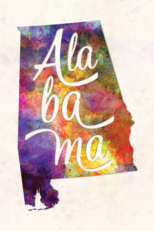 Alabama US State In Watercolor Text Cut Out