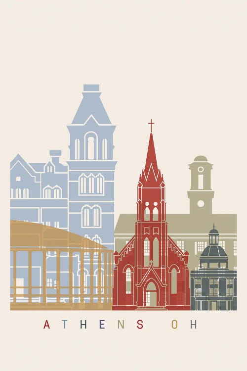 Athens Oh Skyline Poster by Paul Rommer wall art