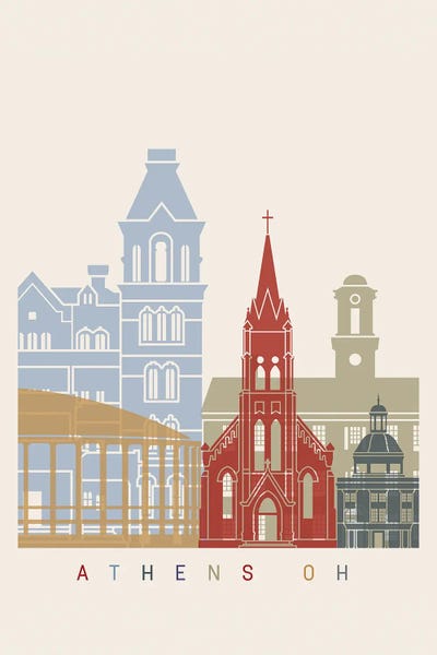 Athens: Athens Oh Skyline Poster by Paul Rommer