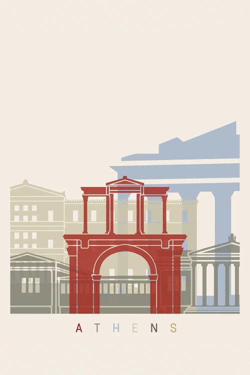 Athens Skyline Poster by Paul Rommer wall art