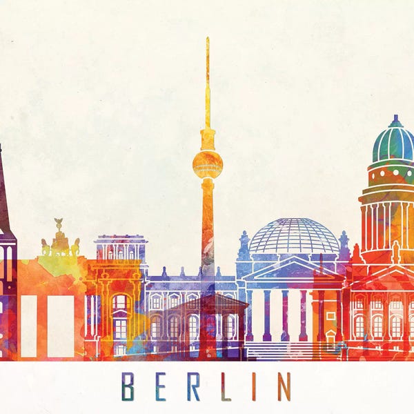 Berlin: Berlin Landmarks Watercolor Poster by Paul Rommer