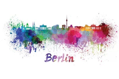 Berlin Skyline In Watercolor by Paul Rommer canvas print