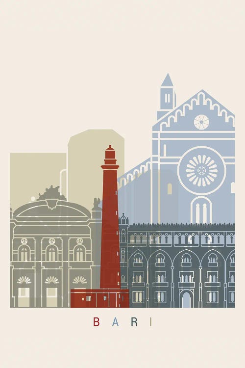 Bari Skyline Poster by Paul Rommer wall art