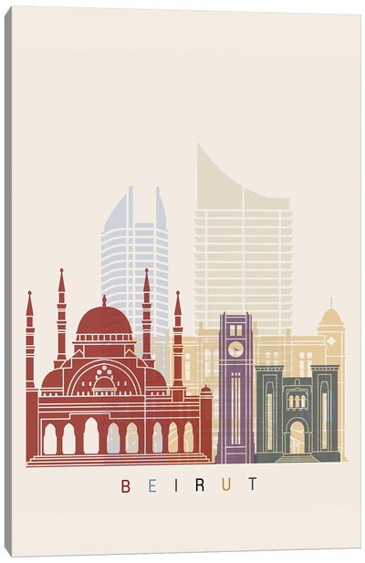 Beirut Skyline Poster Canvas Art Print - Lebanon