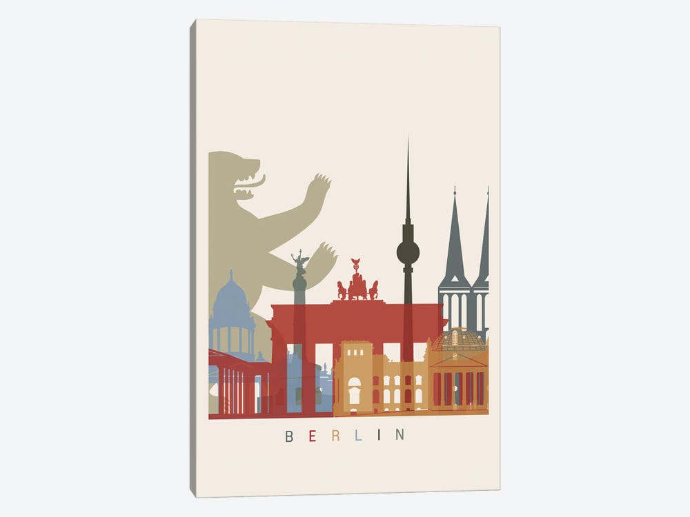 Berlin Skyline Poster by Paul Rommer 1-piece Art Print