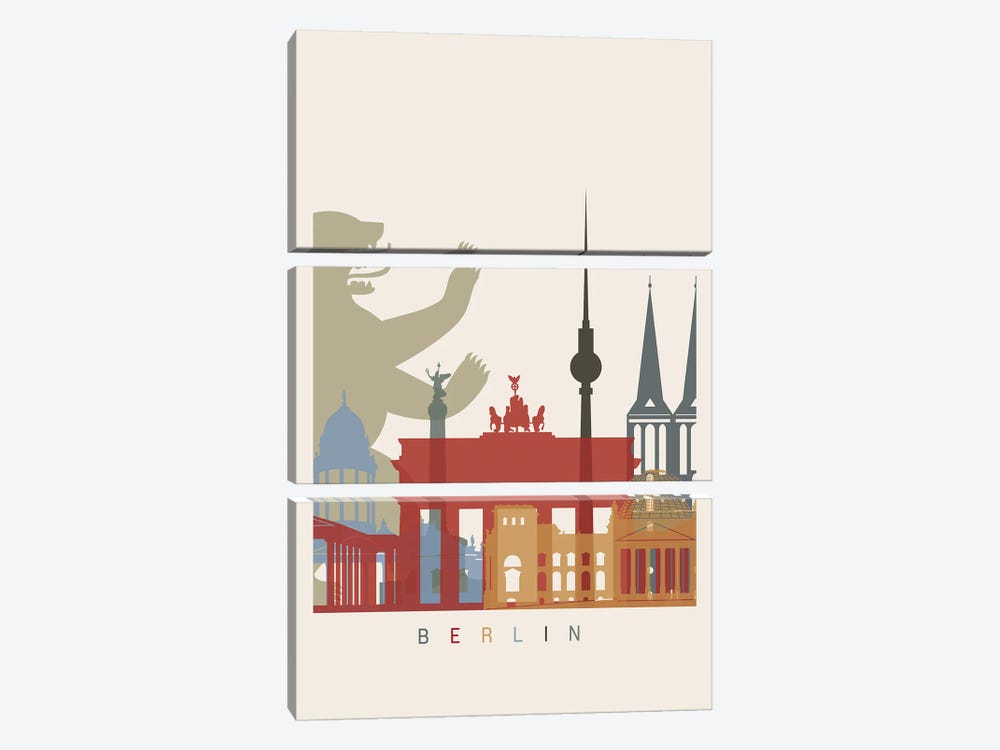 Berlin Skyline Poster by Paul Rommer 3-piece Art Print