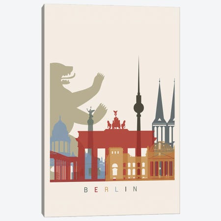 Berlin Skyline Poster Canvas Print #PUR917} by Paul Rommer Canvas Print