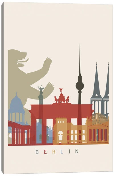 Berlin Skyline Poster Canvas Art Print