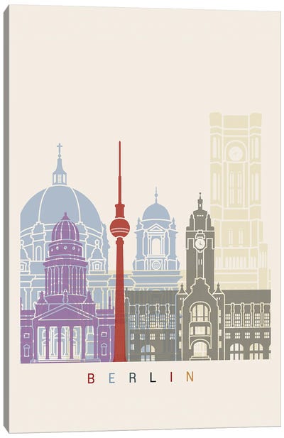 Berlín Skyline Poster II Canvas Art Print - Berlin Art