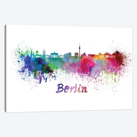 Berlin Skyline In Watercolor Canvas Print #PUR91} by Paul Rommer Canvas Print
