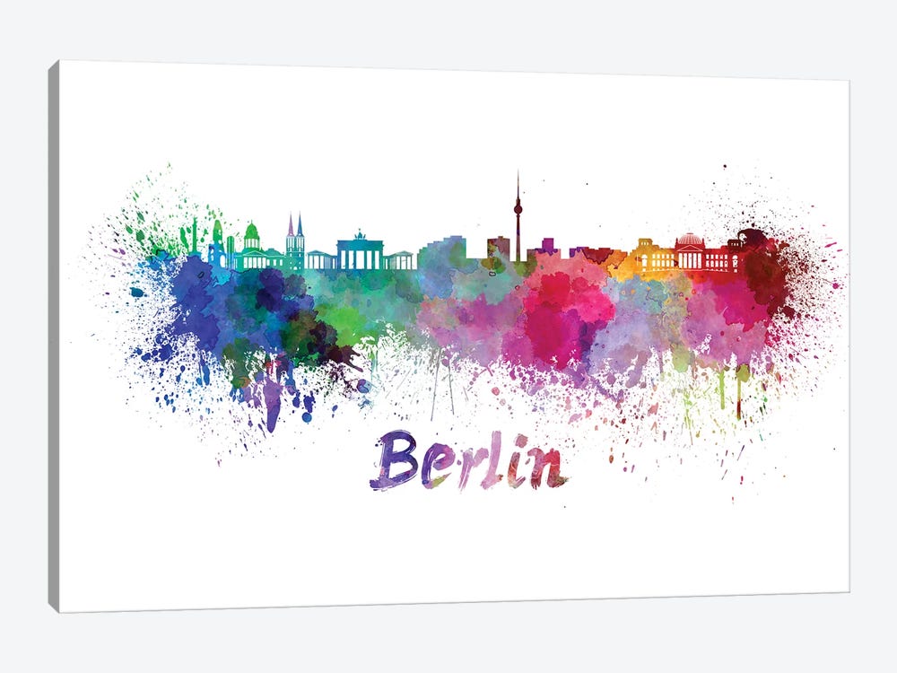 Berlin Skyline In Watercolor by Paul Rommer 1-piece Canvas Art
