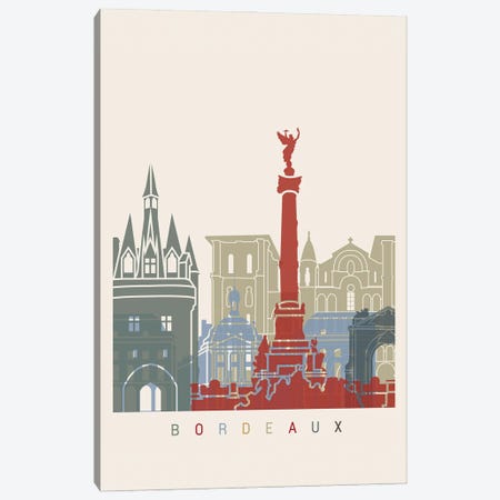 Bordeaux Skyline Poster Canvas Print #PUR926} by Paul Rommer Canvas Art
