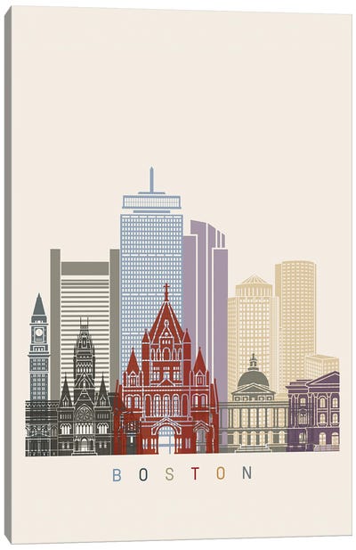 Boston Skyline Poster Canvas Art Print - Boston Art