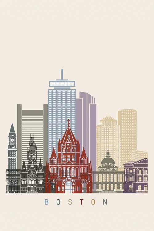 Boston Skyline Poster by Paul Rommer wall art
