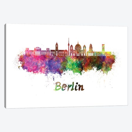 Berlin Skyline In Watercolor II Canvas Print #PUR92} by Paul Rommer Canvas Art Print