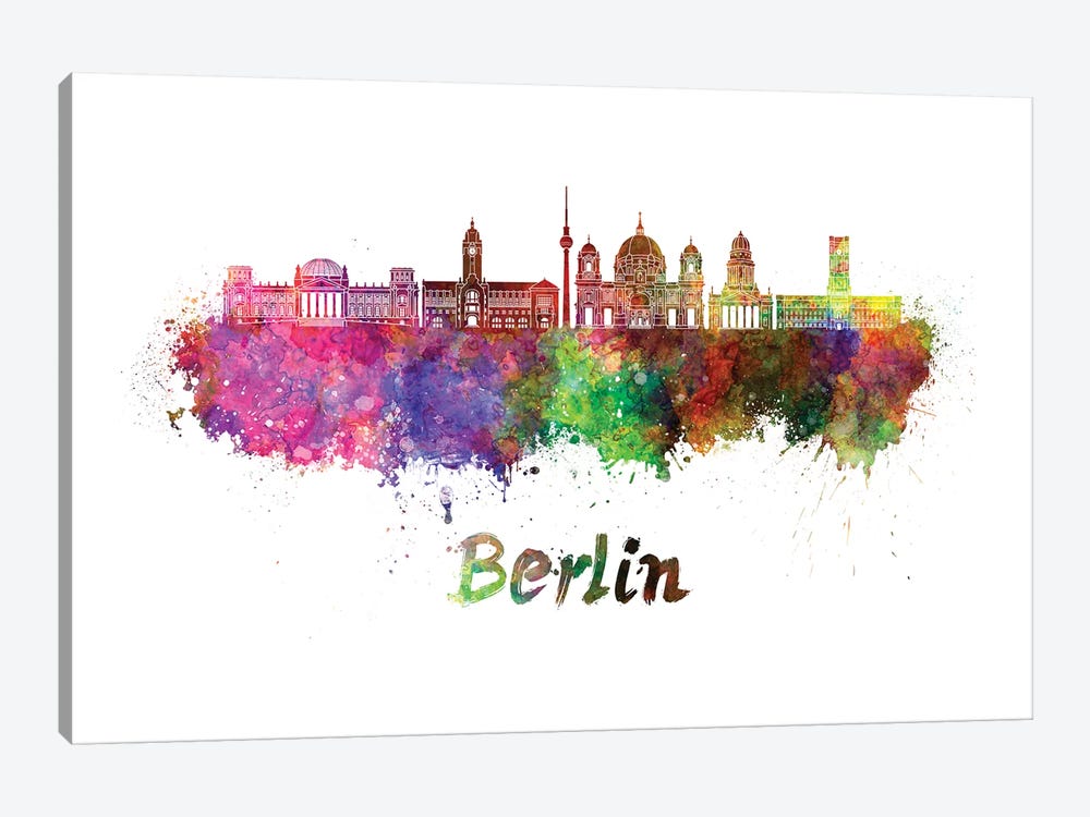 Berlin Skyline In Watercolor II by Paul Rommer 1-piece Canvas Print