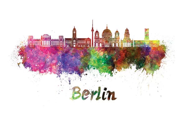 Berlin: Berlin Skyline In Watercolor II by Paul Rommer