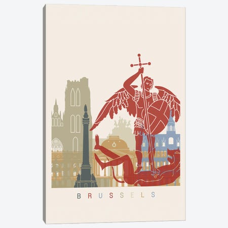 Brussels Skyline Poster Canvas Print #PUR935} by Paul Rommer Canvas Art Print