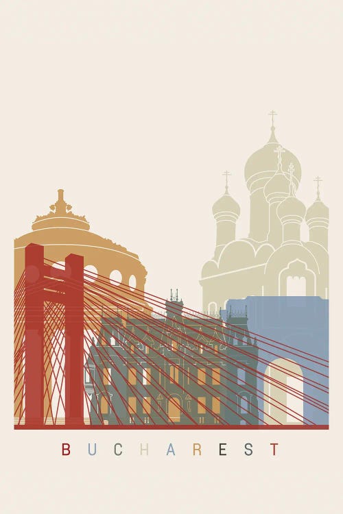 Bucharest Skyline Poster by Paul Rommer wall art