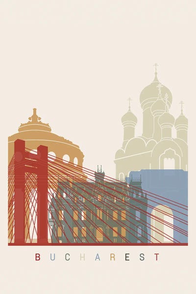 Hungary: Bucharest Skyline Poster by Paul Rommer