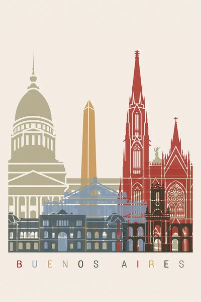 Buenos Aires Skyline Poster by Paul Rommer art print