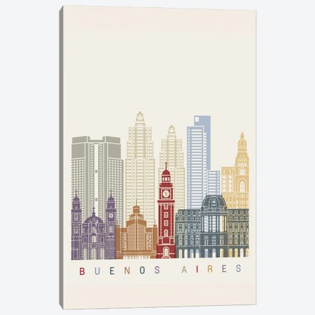 Buenos Aires II Skyline Poster Canvas Print #PUR939} by Paul Rommer Canvas Wall Art